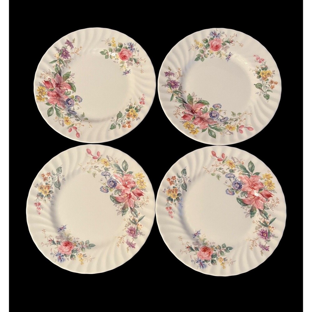 Set Of‎ 4 Vintage Royal Doulton 6-5/8” Bread & Butter Plates Brown Backstamp